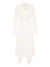 Elisabetta Franchi Abito In Georgette Con Foulard Gioiello Bianco In White