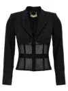 Elisabetta Franchi Tailored Blazer With Sheer Tulle Panels