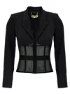Elisabetta Franchi Tailored Blazer With Sheer Tulle Panels