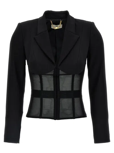 ELISABETTA FRANCHI CRÊPE AND TULLE BLAZER