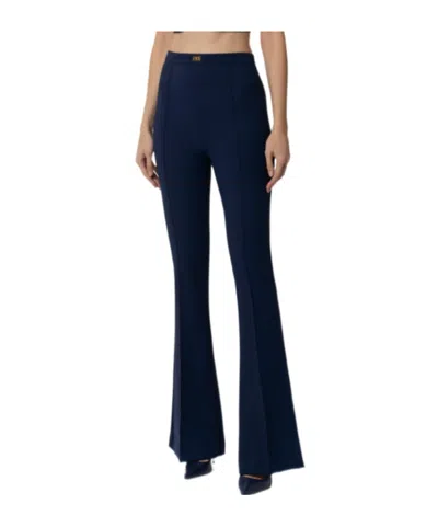 Elisabetta Franchi Crêpe Bell-bottom Trousers In Blue