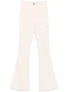 Elisabetta Franchi Butter Flared Trouser With Logo In Neutrals