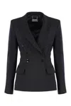 Elisabetta Franchi Double-breasted Jacket With Satin Details In Black
