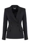 Elisabetta Franchi Double-breasted Jacket With Satin Details In Black