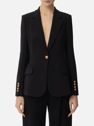 Elisabetta Franchi Crepe Blazer In Black
