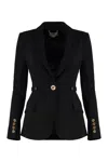 Elisabetta Franchi Single-breasted Tailored Blazer With Gold-tone Accents In Black