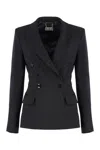 Elisabetta Franchi Lapel Jacket With Shoulder Structure And Button Detailing In Black