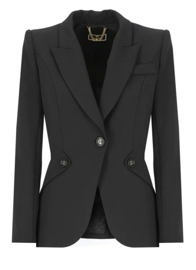 Elisabetta Franchi Crepe Blazer In Black