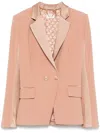 Elisabetta Franchi Crepe Blazer In Neutrals