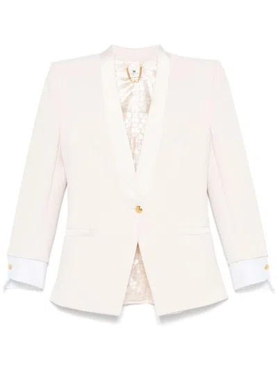 Elisabetta Franchi Crepe Blazer In Neutrals