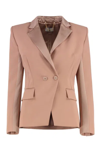 Elisabetta Franchi Crepe Blazer In Beige