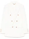Elisabetta Franchi Double-breasted Crepe Jacket With Golden Buttons In White