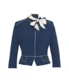 Elisabetta Franchi Tailored Jacket With High Collar And Flap Pockets In Blue