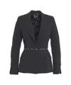 Elisabetta Franchi Crepe Blazer With Logo In Black