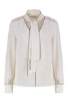 Elisabetta Franchi Burro Nero Georgette Shirt In Green