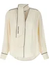 Elisabetta Franchi Crepe Blouse In Neutrals