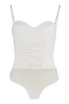 Elisabetta Franchi Criss Cross-straps Bodysuit In Neutral