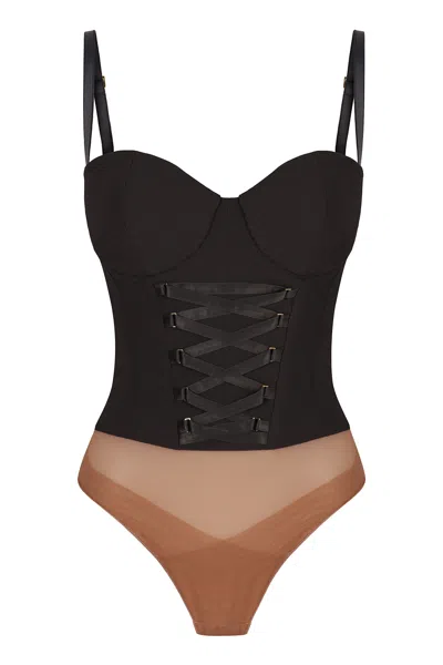 Elisabetta Franchi Corset Bodysuit In Black