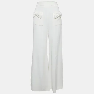 Elisabetta Franchi Crepe Bow Detail Flared Trousers In Metallic