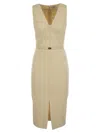 Elisabetta Franchi Crepe Bustier Dress With Contrasting Topstitching