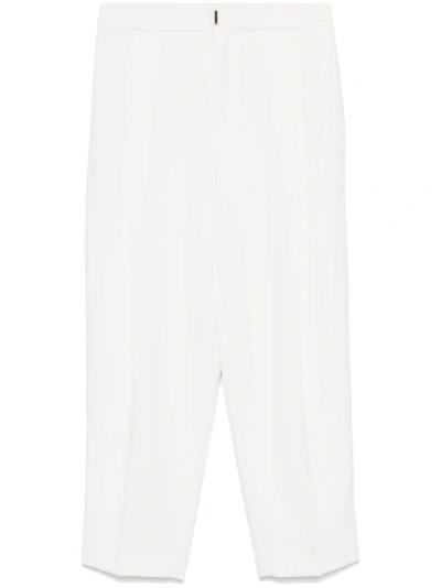 Elisabetta Franchi Crepe Cropped Trousers In White