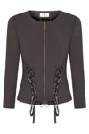 Elisabetta Franchi Crepe Jacket With Criss-cross Laces