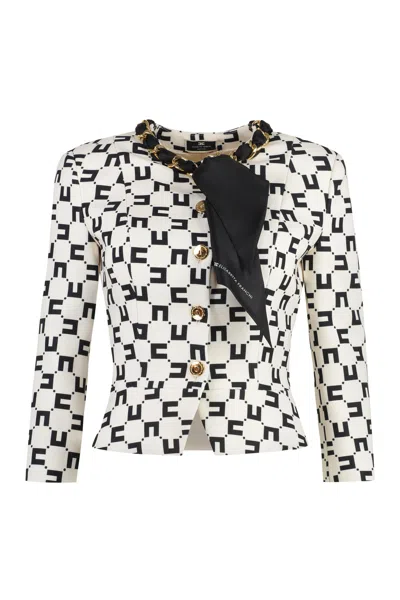 Elisabetta Franchi Crêpe De Chine Jacket In Beige