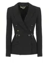 Elisabetta Franchi Crepe Double-breasted Blazer In Black