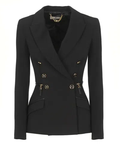 ELISABETTA FRANCHI CREPE DOUBLE-BREASTED BLAZER