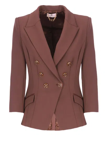 ELISABETTA FRANCHI CREPE DOUBLE-BREASTED BLAZER