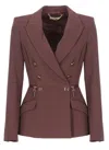 Elisabetta Franchi Crepe Double-breasted Blazer In Brown