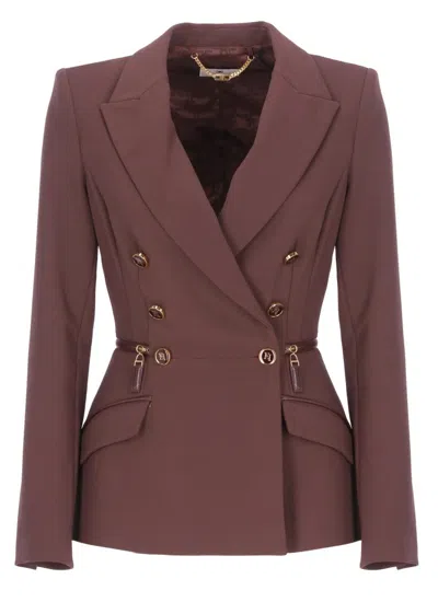 ELISABETTA FRANCHI CREPE DOUBLE-BREASTED BLAZER
