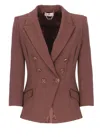 Elisabetta Franchi Crepe Double-breasted Blazer In Brown