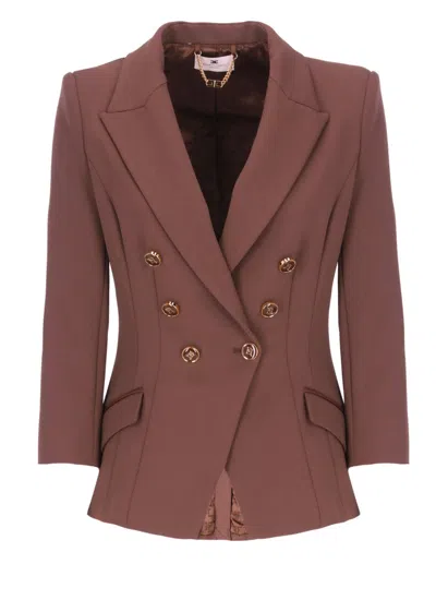ELISABETTA FRANCHI CREPE DOUBLE-BREASTED BLAZER