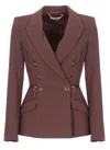 Elisabetta Franchi Crepe Double-breasted Blazer In Purple