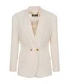 Elisabetta Franchi White Double-breasted Twill Blazer In White