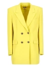 Elisabetta Franchi Logo Button Double-breasted Blazer In Yellow