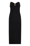 Elisabetta Franchi Fluid Crepe Dress With Macro Bow In Black