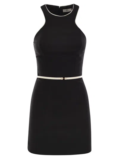 ELISABETTA FRANCHI ELISABETTA FRANCHI CREPE DRESS WITH CONTRASTING BELT