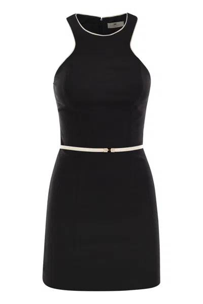 ELISABETTA FRANCHI ELISABETTA FRANCHI CREPE DRESS WITH CONTRASTING BELT