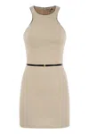 Elisabetta Franchi Women's Crepe Dress With Contrasting Belt In Butter/black