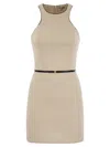 Elisabetta Franchi Women's Crepe Dress With Contrasting Belt In Butter/black