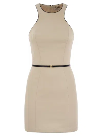 ELISABETTA FRANCHI CREPE DRESS WITH CONTRASTING BELT