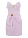 Elisabetta Franchi Crepe Dress With Macro Bow In Pink