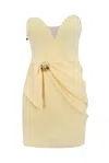 Elisabetta Franchi Crepe Dress With Macro Bow In Yellow