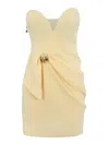 Elisabetta Franchi Crepe Dress With Macro Bow In Yellow