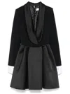 Elisabetta Franchi Crepe Dress With Satin Lapels In Nero