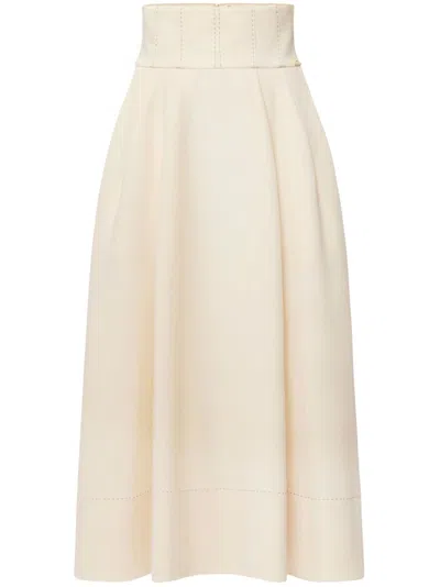 Elisabetta Franchi Crêpe Flared Skirt In 黄色