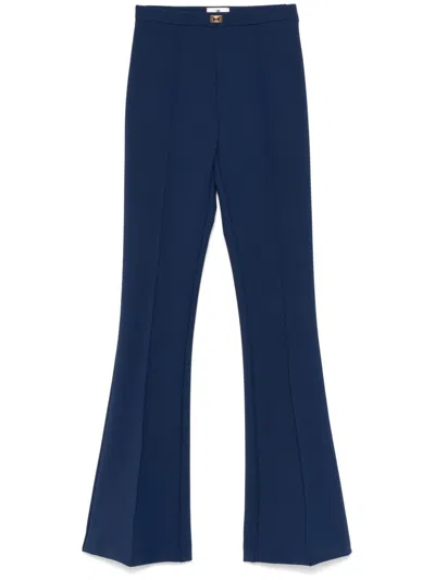 Elisabetta Franchi Crepe Flared Trousers In Blue