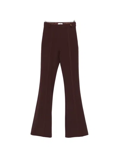 Elisabetta Franchi Crepe Flared Trousers In Brown